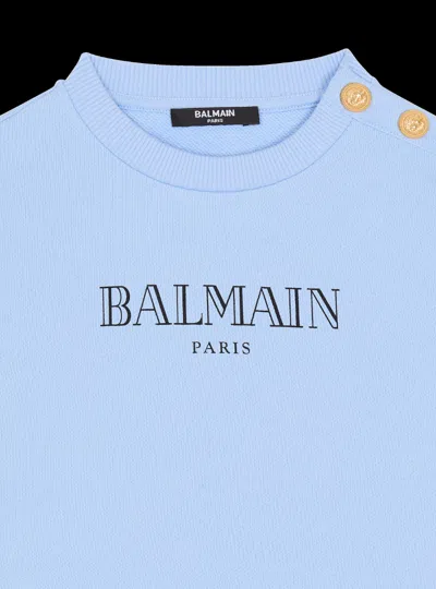 Balmain Paris Printed Sweatshirt In Blue