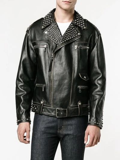 Shop Gucci King Charles Spaniel Biker Jacket - Black