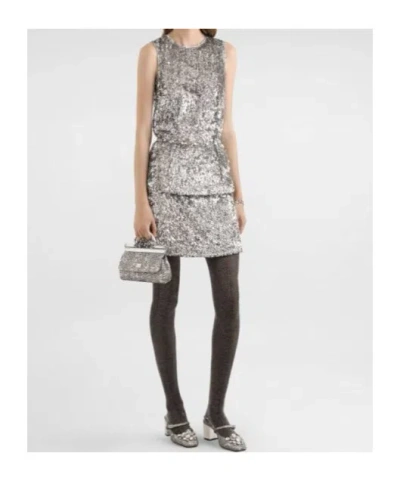 Dolce & Gabbana Sequin Top In Silver