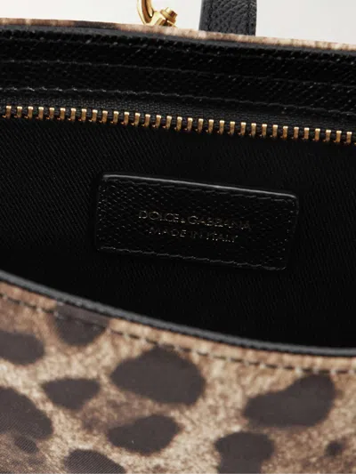 Dolce & Gabbana Lock Leather-trimmed Leopard-print Satin-twill Shoulder Bag In Multi