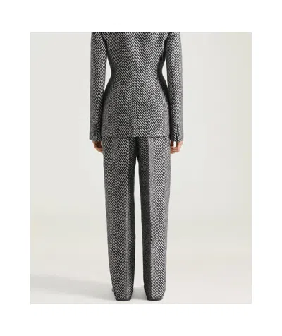 Givenchy Double Pleat Pants In Herringbone Mixed Wool In Multi