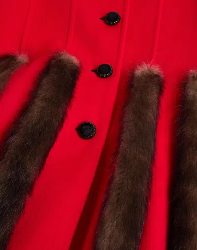 Valentino Long Sleeve Coat In Red