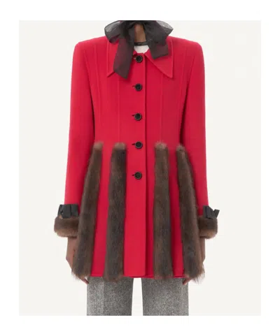 Valentino Long Sleeve Coat In Red