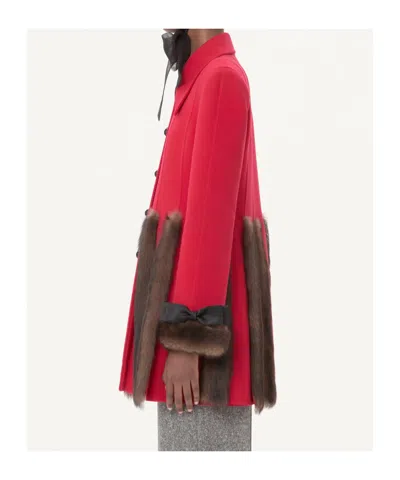 Valentino Long Sleeve Coat In Red