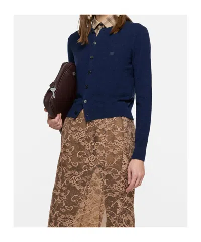 Acne Studios Crewneck Cardigan Knitwear Black In Blue