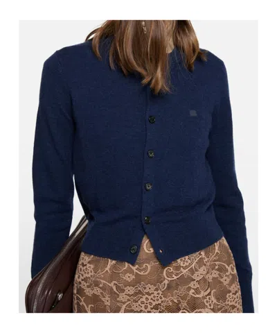 Acne Studios Crewneck Cardigan Knitwear Black In Blue