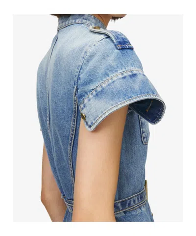 Alexander Mcqueen Mcqueen Stonewashed Denim Mini Dress In Blue