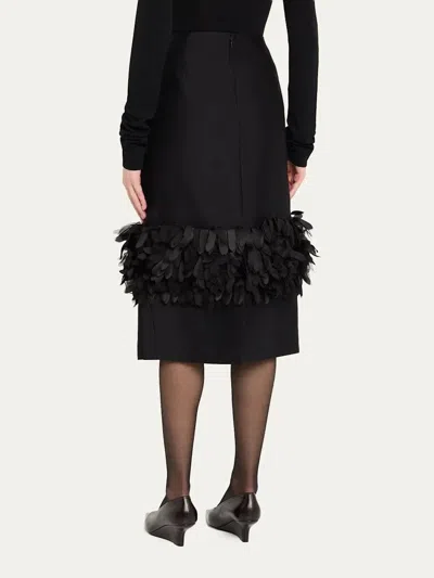 Totême Womens Black Petal High-waist Wool And Silk Midi Skirt In Black