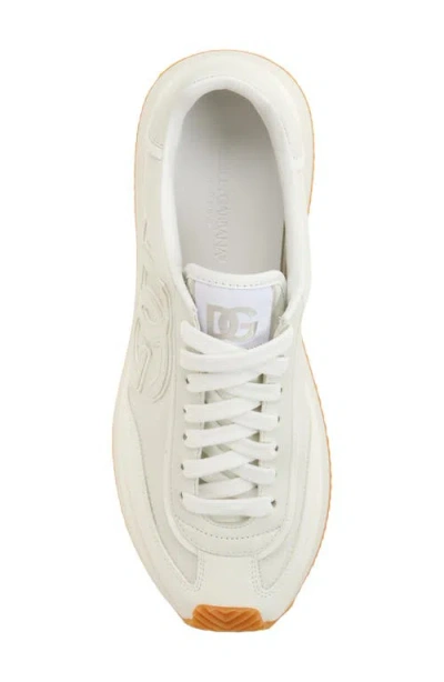 Dolce & Gabbana Men White Low Top Sneakers With Logo Patch On Tongue And Side In Leather Man