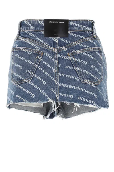 Alexander Wang Denim Shorts Featuring Printed Design In Blue