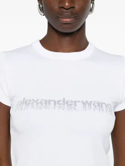 Alexander Wang Crystal Hotfix Logo Cotton Baby T-shirt Clothing In White