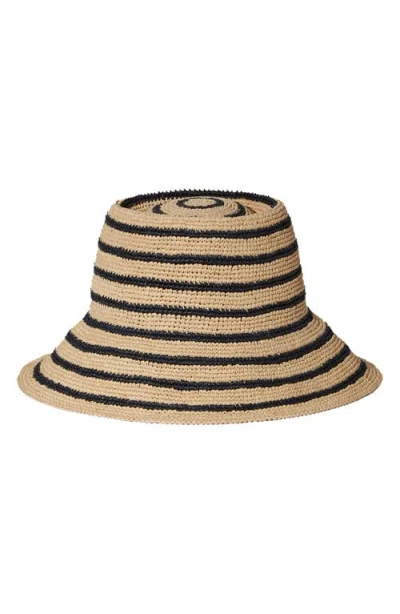 Janessa Leone Harbor Packable Raffia Bucket Hat In Brown