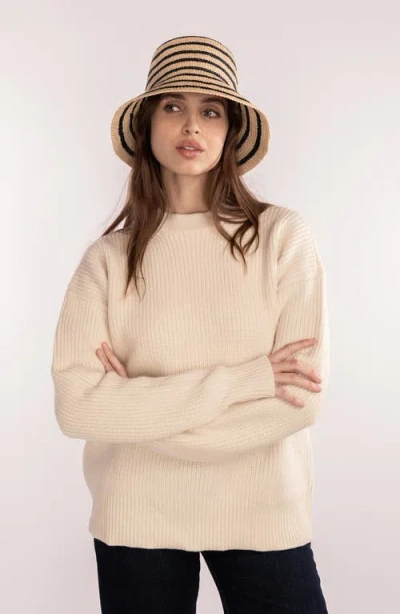 Janessa Leone Harbor Packable Raffia Bucket Hat In Brown
