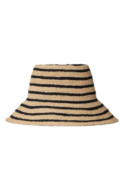 Janessa Leone Harbor Packable Raffia Bucket Hat In Brown