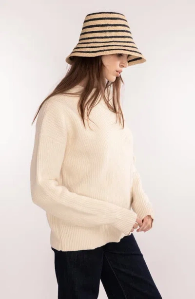 Janessa Leone Harbor Packable Raffia Bucket Hat In Brown