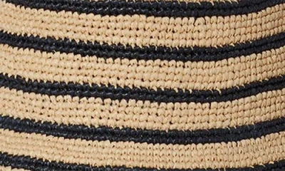 Janessa Leone Harbor Packable Raffia Bucket Hat In Brown