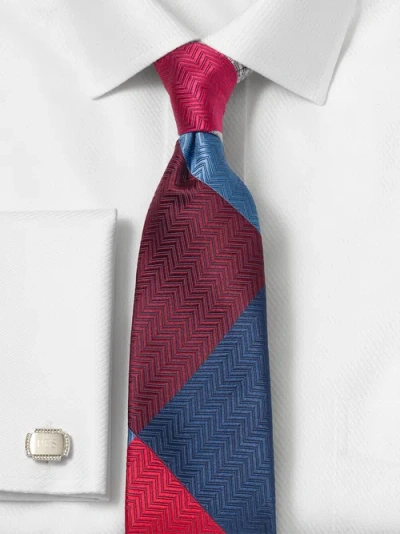 Paul Fredrick Patchwork Woven Silk Tie In Multi