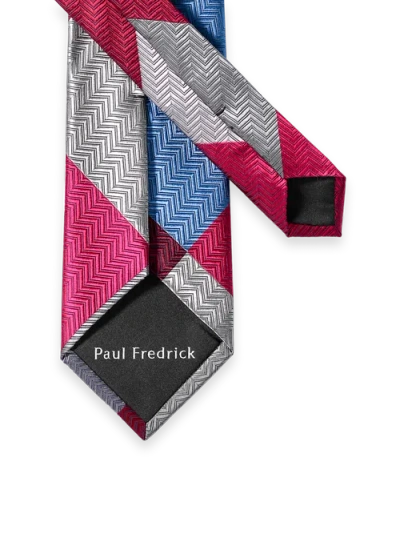 Paul Fredrick Patchwork Woven Silk Tie In Multi
