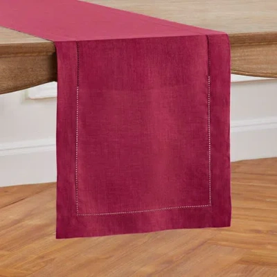 Solino Home Linen Table Runner In Red