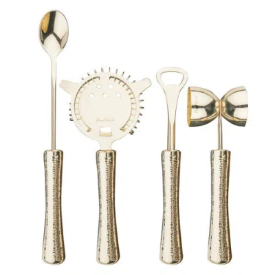 Final Touch 4 Piece Bar Tool Set With Stand In Gold