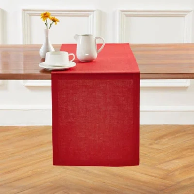 Solino Home Linen Table Runner In Red
