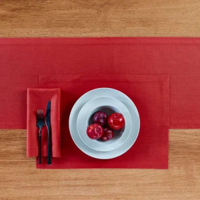 Solino Home Linen Table Runner In Red