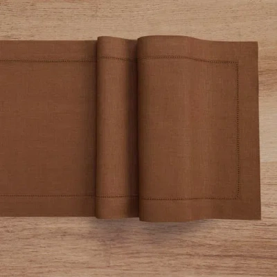 Solino Home Linen Table Runner In Brown