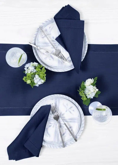 Solino Home Linen Table Runner In Blue