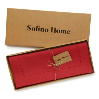 Solino Home Linen Table Runner In Red