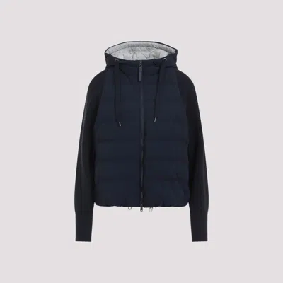 Brunello Cucinelli Knit Dowjacket In Blue