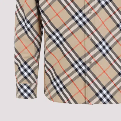 Burberry Button-down Collar Checked Pattern Shirt In Neutral