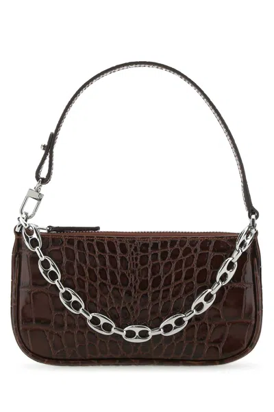 By Far Chocolate Leather Mini Rachel Handbag In White