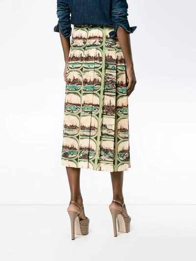 Shop Gucci Cityscape Pleated Skirt - Multicolour
