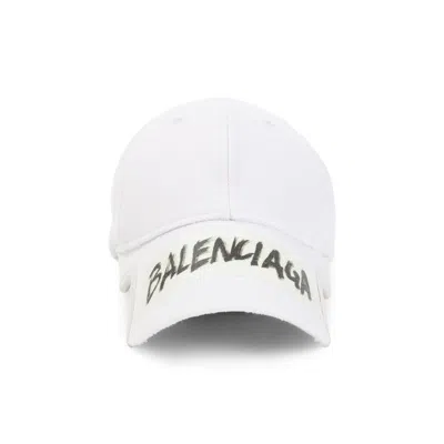 Balenciaga Baseball Cap Curved Brim Structured Eyelet Vents In White