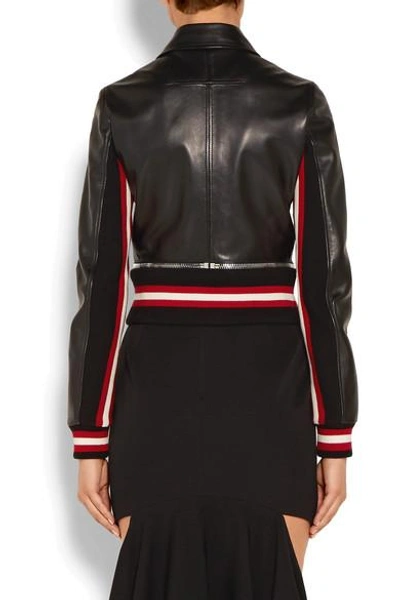 Shop Givenchy Cropped Leather Biker Jacket