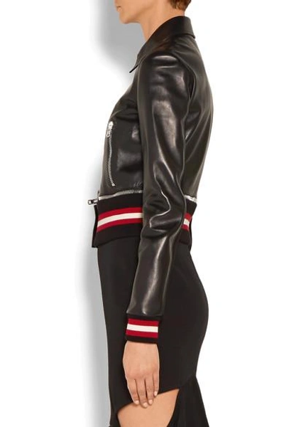 Shop Givenchy Cropped Leather Biker Jacket