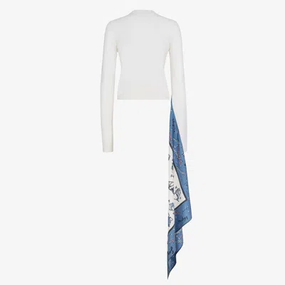 Fendi Silk-panel Wool Jumper In White