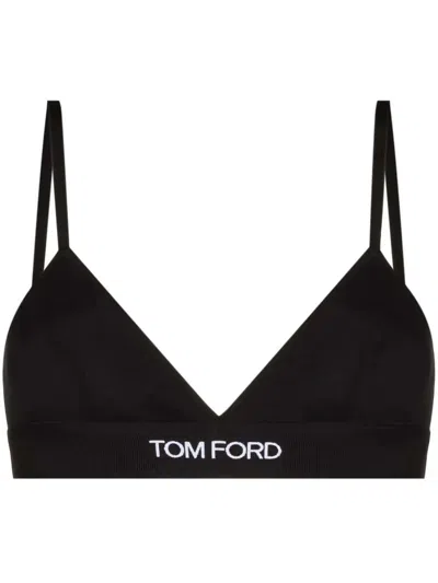 Tom Ford Modal Bra Adjustable Straps Triangle Cups In Black