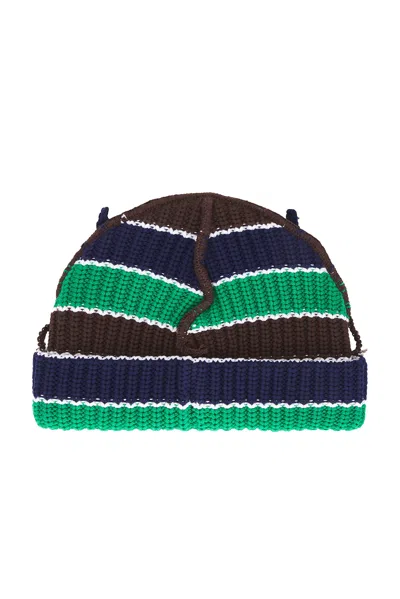 Charles Jeffrey Loverboy Chuncky Striped Ears Beanie In Brown