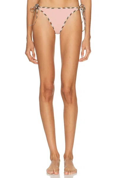 Burberry Women Bikini Bottoms With Checked Edges In Pink