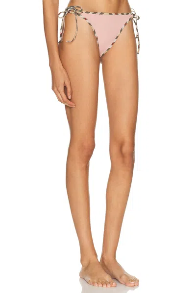 Burberry Women Bikini Bottoms With Checked Edges In Pink