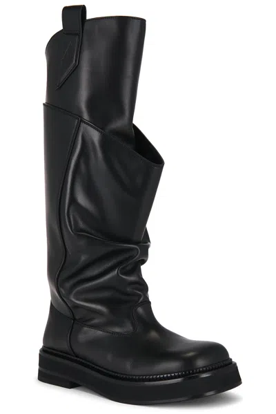 Attico Passeggiata Black Boots With Heel-tab And Rubber Sole In Leather Woman