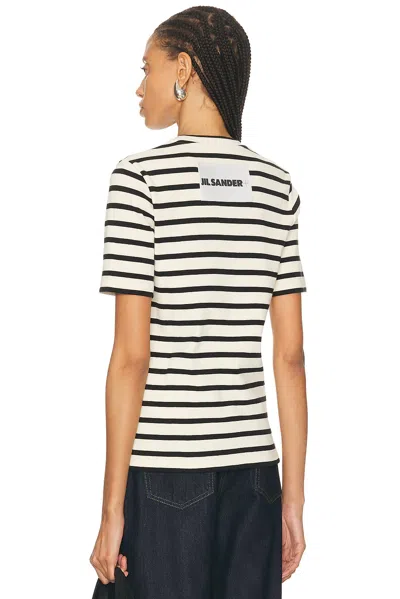 Jil Sander White White Striped Cotton T-shirt In White