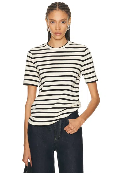 Jil Sander White White Striped Cotton T-shirt In White