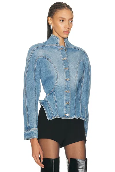 Mugler Cinched Jacket In Blue