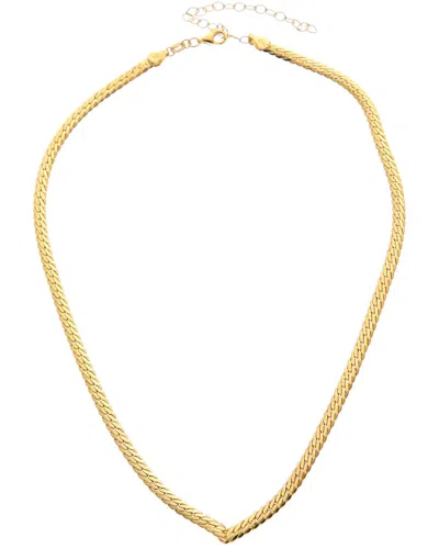 Meshmerise 18k Over Silver Herringbone Choker Necklace In Gold