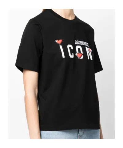 Dsquared2 Logo Printed Crewneck T-shirt In Black