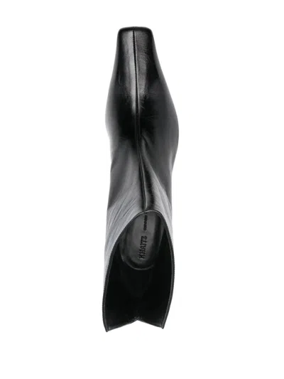 Khaite Ona Leather Ankle Boots In Black