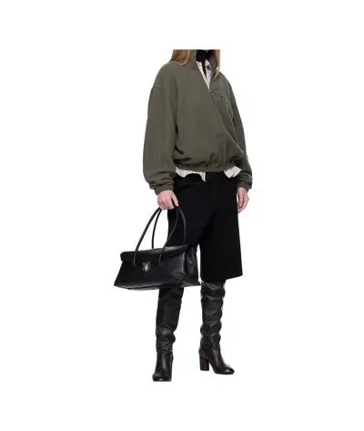 Rier Half-zip Long-sleeve Sweatshirt In Black