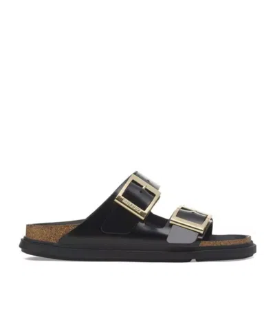 Birkenstock Arizona Droplet Buckle Shiny Leather Sandals In Multi
